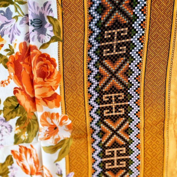 Christian Dior Vintage Silk Scarf – Floral Pattern with Geometric Border - Picture 10 of 12